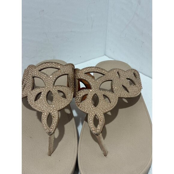FitFlop Sandals Women’s Elora Crystal Toe-Thong Gold sparkling size 6 slip on - Picture 7 of 7